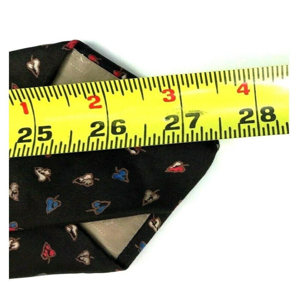 Valentino 834 Black Silk Tie Leaves Fall Theme Slim Classic 3" Necktie Italy - Picture 7 of 7